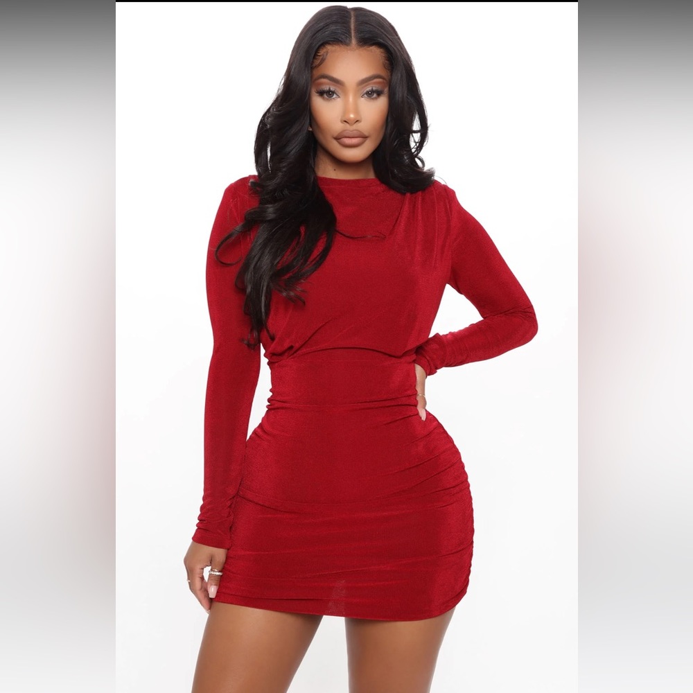 Make you want to stay mini dress wine - fashion nova